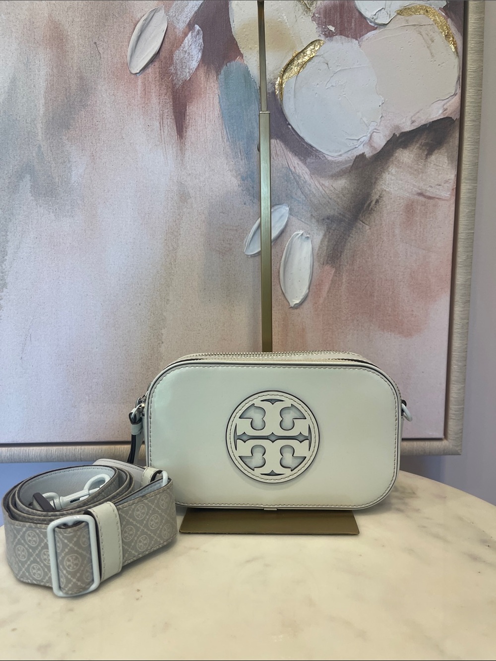 Tory Burch Light Blue Mini Miller Patent Crossbody Bag